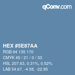 Color code: HEX #5E87AA | qconv.com