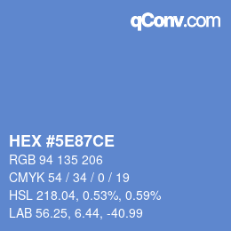 Color code: HEX #5E87CE | qconv.com