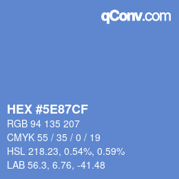 Color code: HEX #5E87CF | qconv.com