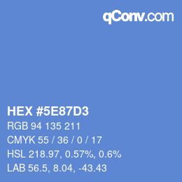 Farbcode: HEX #5E87D3 | qconv.com