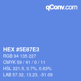 カラーコード: HEX #5E87E3 | qconv.com