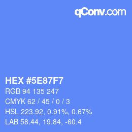 Farbcode: HEX #5E87F7 | qconv.com