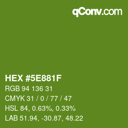 Color code: HEX #5E881F | qconv.com