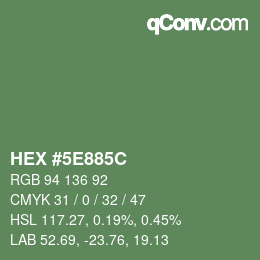 Color code: HEX #5E885C | qconv.com