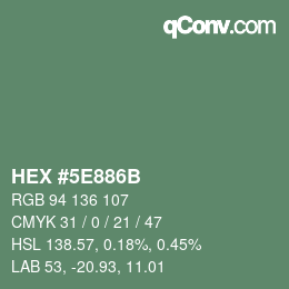 Color code: HEX #5E886B | qconv.com