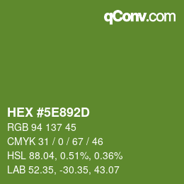 Color code: HEX #5E892D | qconv.com