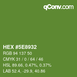 Color code: HEX #5E8932 | qconv.com