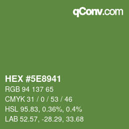 Color code: HEX #5E8941 | qconv.com