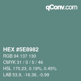 Color code: HEX #5E8982 | qconv.com