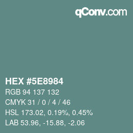 Color code: HEX #5E8984 | qconv.com