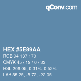 Color code: HEX #5E89AA | qconv.com