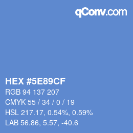 Farbcode: HEX #5E89CF | qconv.com