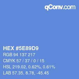 カラーコード: HEX #5E89D9 | qconv.com