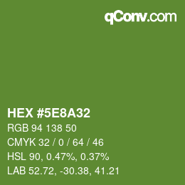 Color code: HEX #5E8A32 | qconv.com