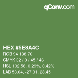 Color code: HEX #5E8A4C | qconv.com
