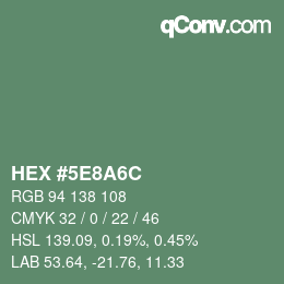 Color code: HEX #5E8A6C | qconv.com