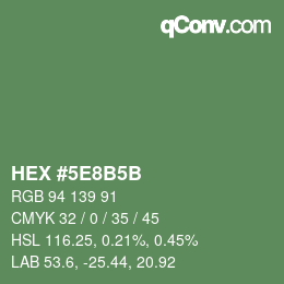 Color code: HEX #5E8B5B | qconv.com