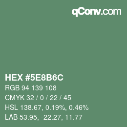 Color code: HEX #5E8B6C | qconv.com