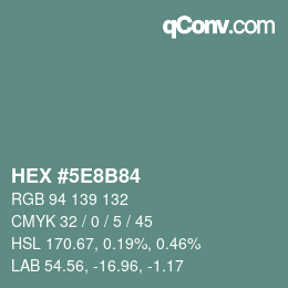 Color code: HEX #5E8B84 | qconv.com