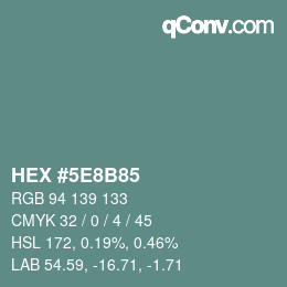 Color code: HEX #5E8B85 | qconv.com