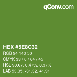 Color code: HEX #5E8C32 | qconv.com