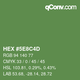 Code couleur: HEX #5E8C4D | qconv.com