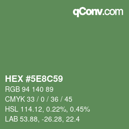 Farbcode: HEX #5E8C59 | qconv.com