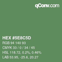 Farbcode: HEX #5E8C5D | qconv.com