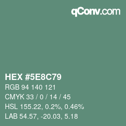 カラーコード: HEX #5E8C79 | qconv.com