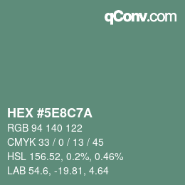 カラーコード: HEX #5E8C7A | qconv.com