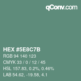 Color code: HEX #5E8C7B | qconv.com