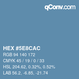 Code couleur: HEX #5E8CAC | qconv.com