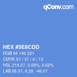 カラーコード: HEX #5E8CDD | qconv.com