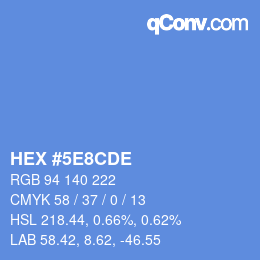 カラーコード: HEX #5E8CDE | qconv.com