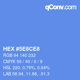 Code couleur: HEX #5E8CE8 | qconv.com