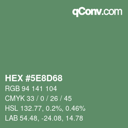 Farbcode: HEX #5E8D68 | qconv.com