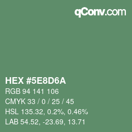 Color code: HEX #5E8D6A | qconv.com