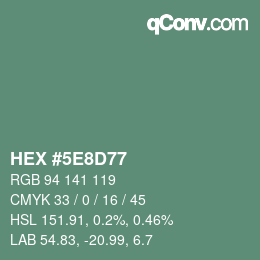 Color code: HEX #5E8D77 | qconv.com