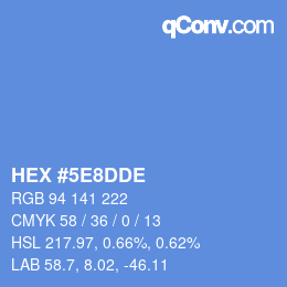 Farbcode: HEX #5E8DDE | qconv.com