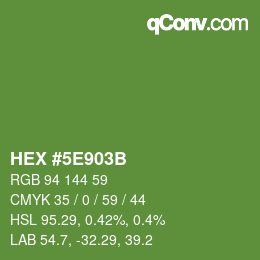 カラーコード: HEX #5E903B | qconv.com