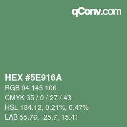 Color code: HEX #5E916A | qconv.com
