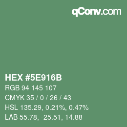 Color code: HEX #5E916B | qconv.com