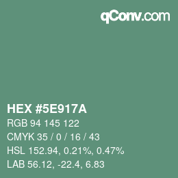 Color code: HEX #5E917A | qconv.com