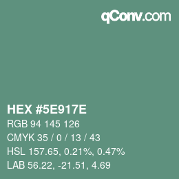 Farbcode: HEX #5E917E | qconv.com