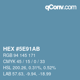 Farbcode: HEX #5E91AB | qconv.com