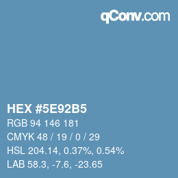 Farbcode: HEX #5E92B5 | qconv.com