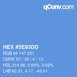 Color code: HEX #5E93DD | qconv.com