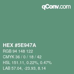Color code: HEX #5E947A | qconv.com