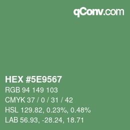 Color code: HEX #5E9567 | qconv.com