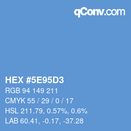 Farbcode: HEX #5E95D3 | qconv.com